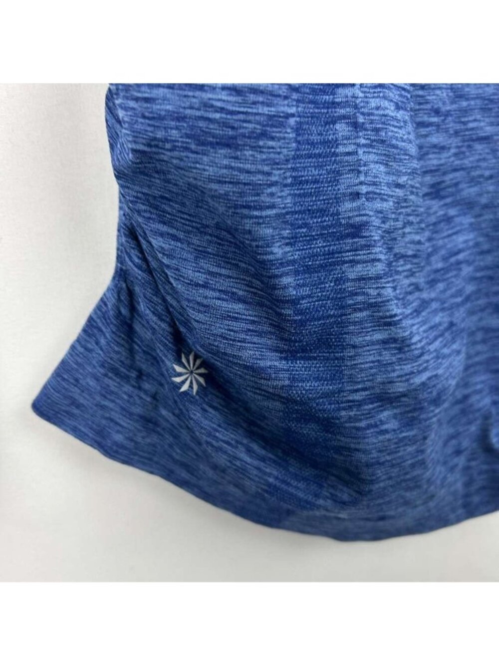 Athleta Women's Small Long Sleeve Speedlight Heather Blue Top Ruched Crewneck - Picture 14 of 14